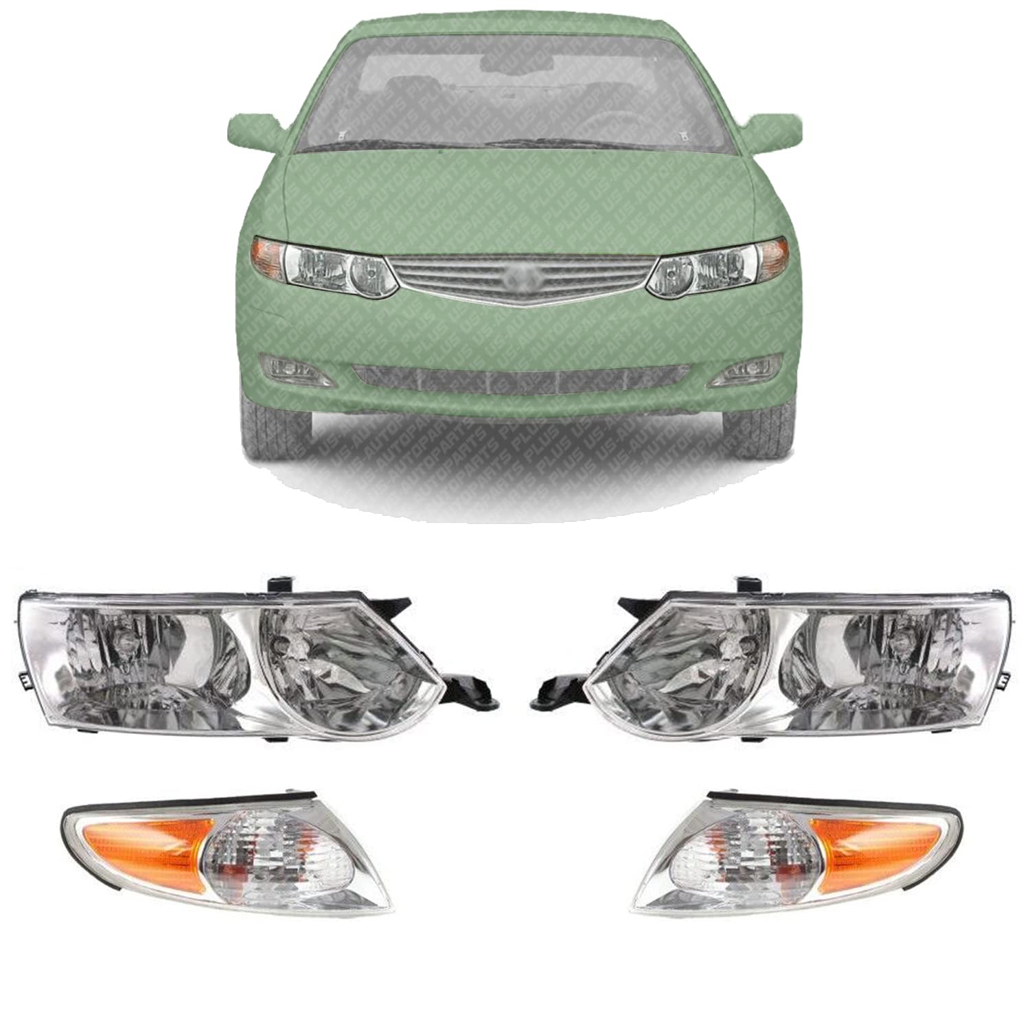 a ライトグレーXS Amazon.com: US AUTO PARTS PLUS New Front Headlights + Corner Lamps